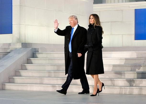 Trump and Melania Trump arrive at the ‘Make America Great Again’ Welcome Celebration concert at the Lincoln Memorial in Washington. (Chris Kleponis-Pool/Getty Images)